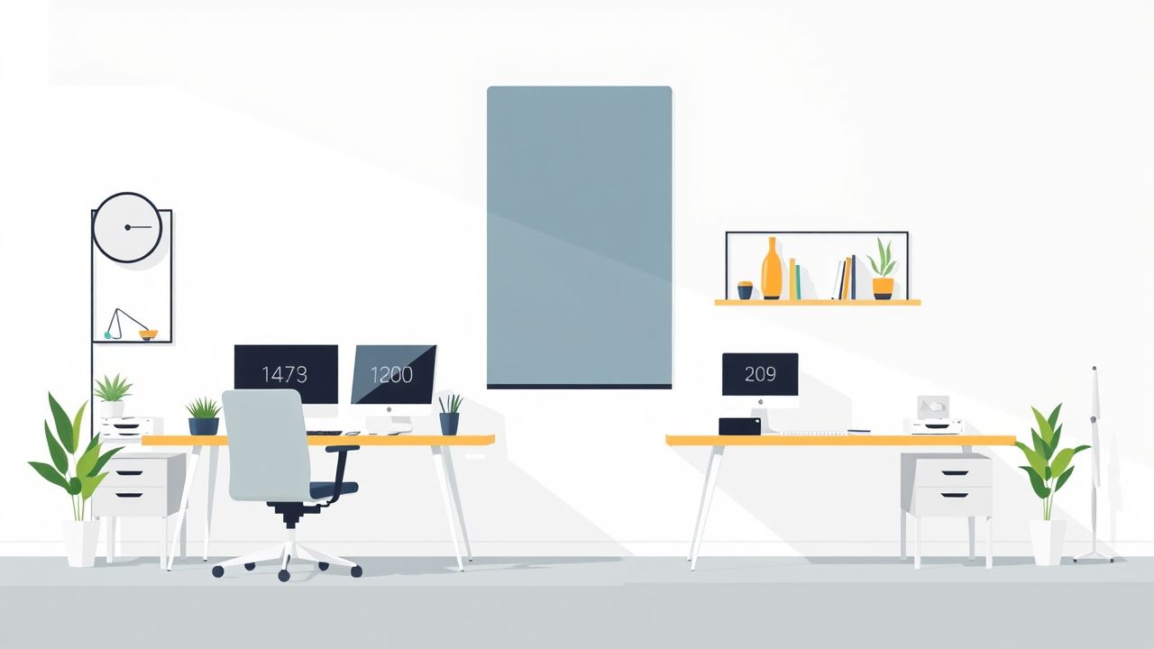 Een moderne kantooromgeving met AI-gestuurde apparaten voor verbeterde workflow.